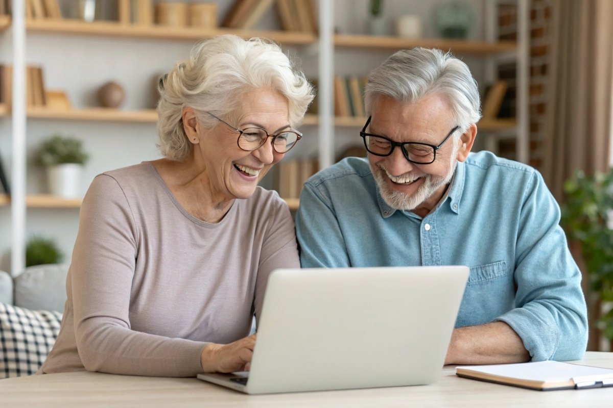 A person 50+ using a smartphone with online support